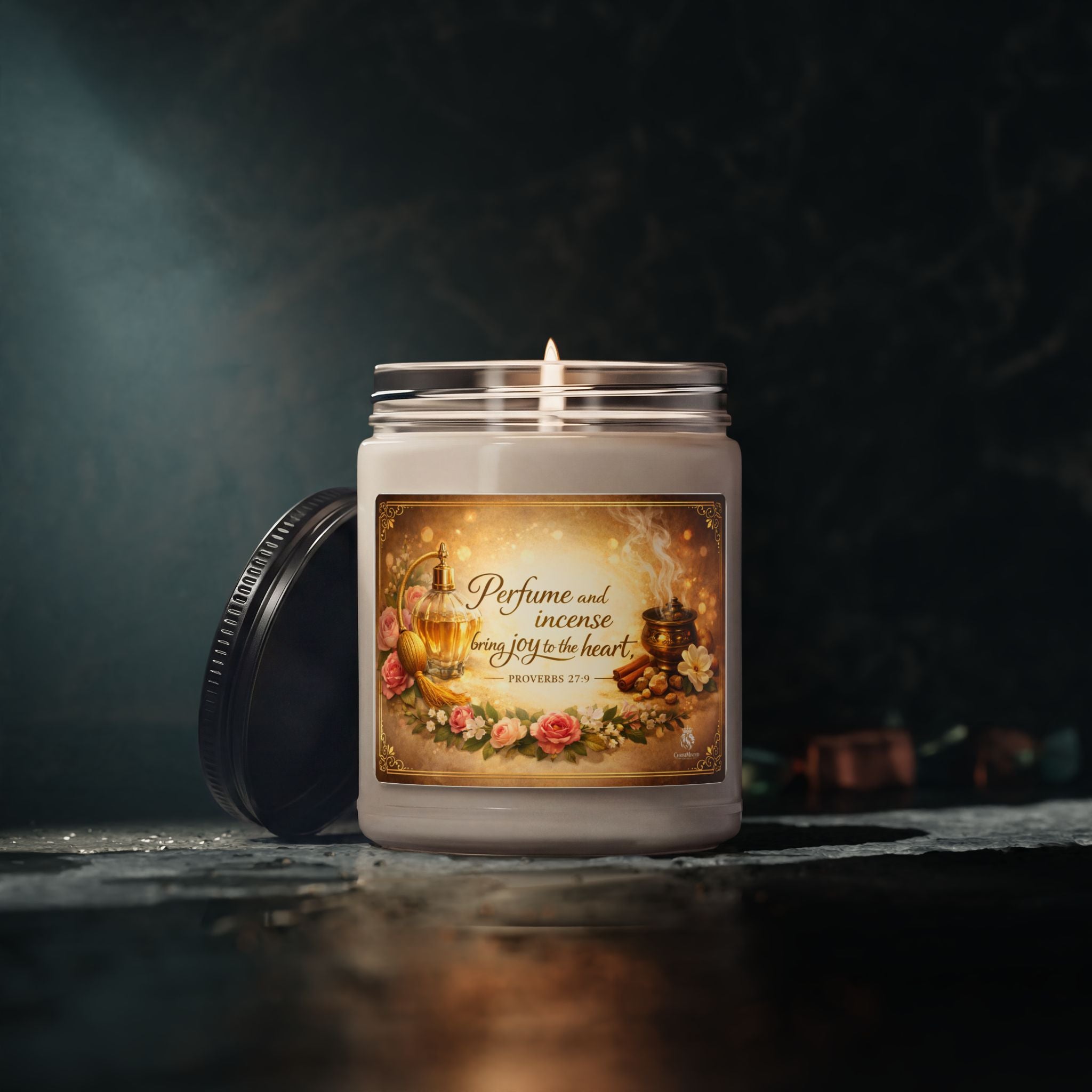 Soy Scented Candle - "Perfume and Incense Bring Joy to the Heart" (9oz)