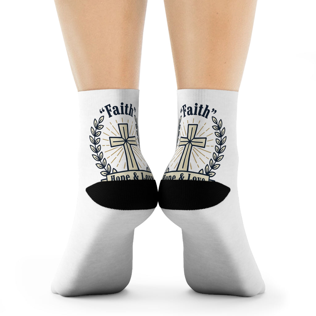 Faith Cross Crew Socks – 'Faith, Hope & Love' Christian Inspirational Socks
