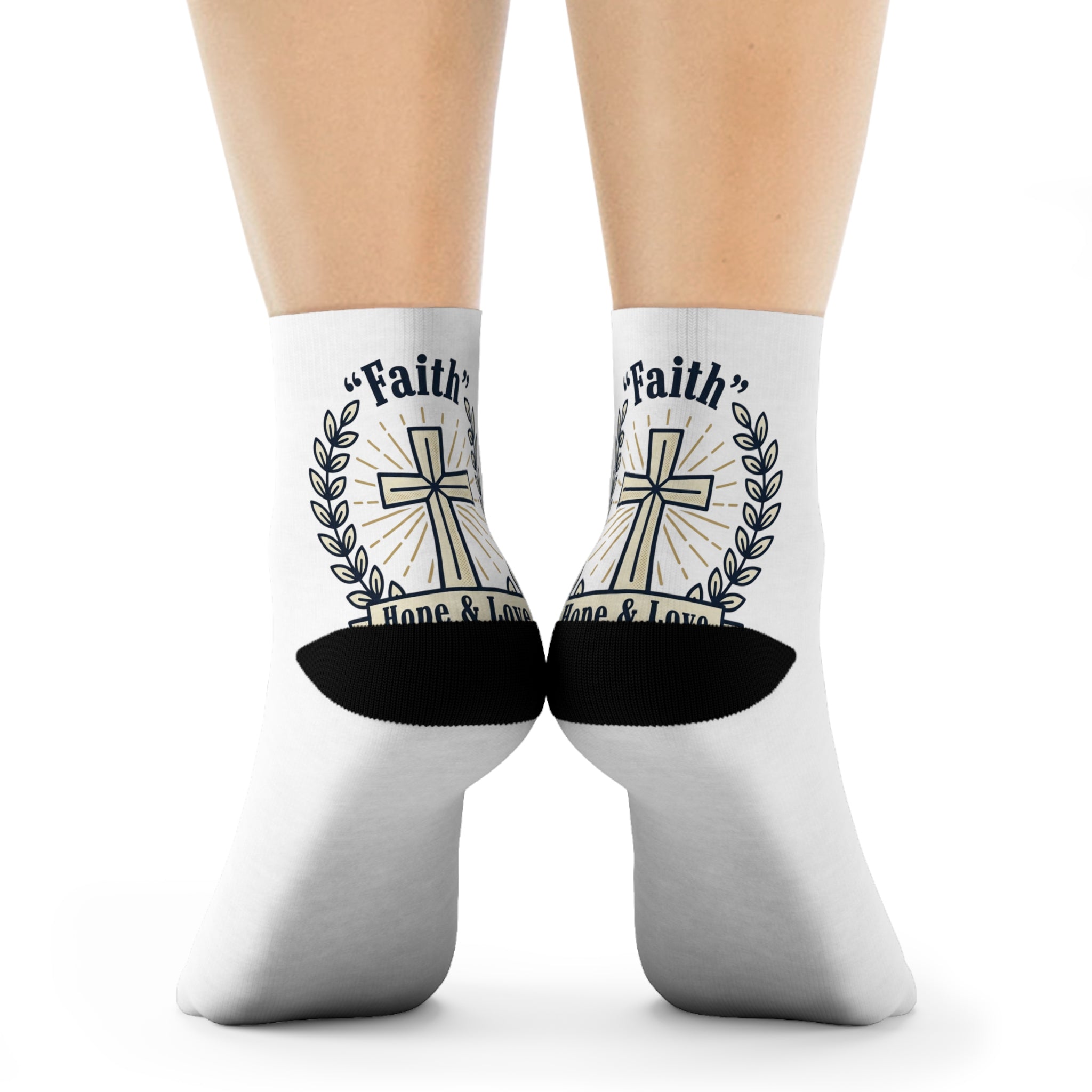 Faith Cross Crew Socks – 'Faith, Hope & Love' Christian Inspirational Socks