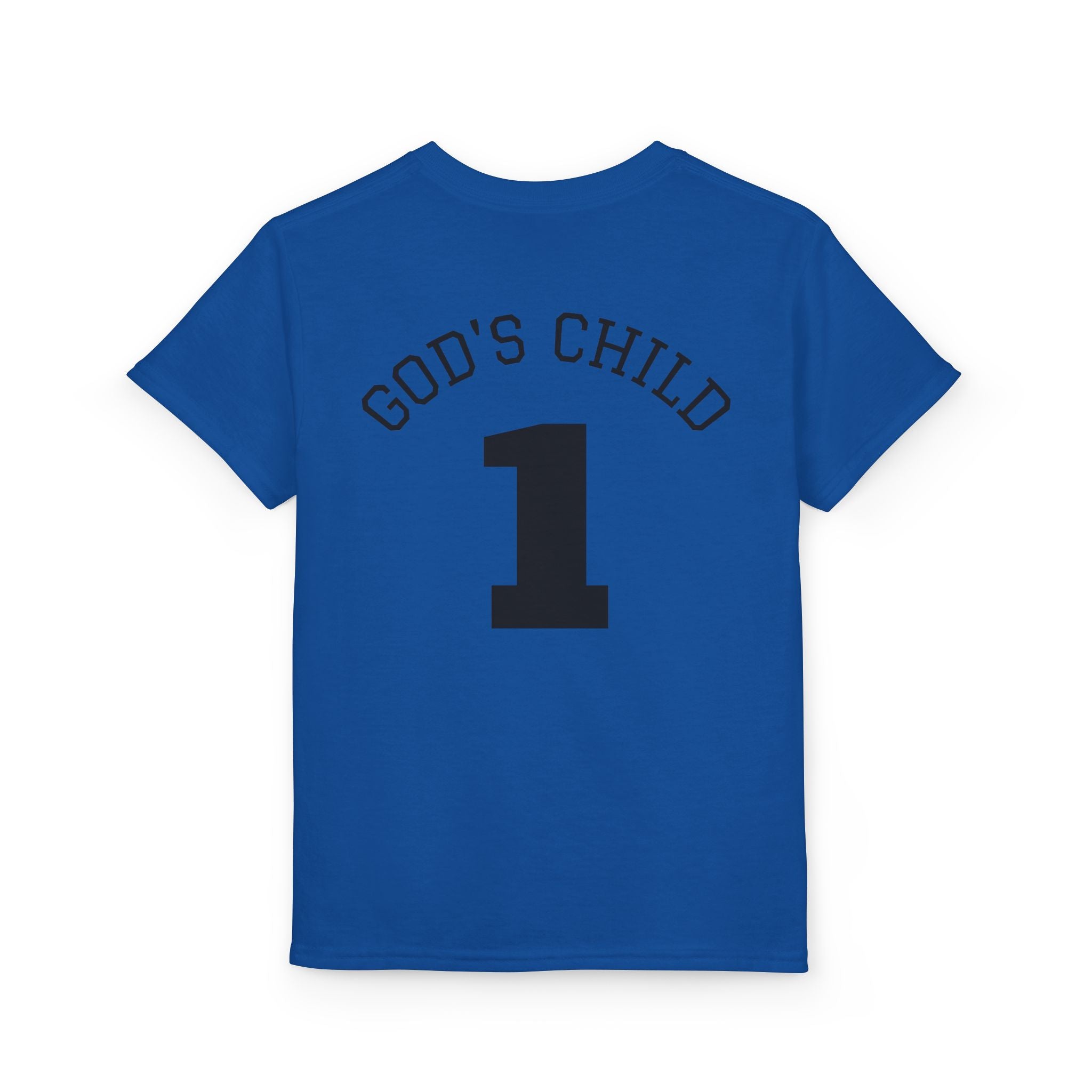 Youth Christian T-Shirt — "Saved by His Blood" Cross Design (God's Child #1)