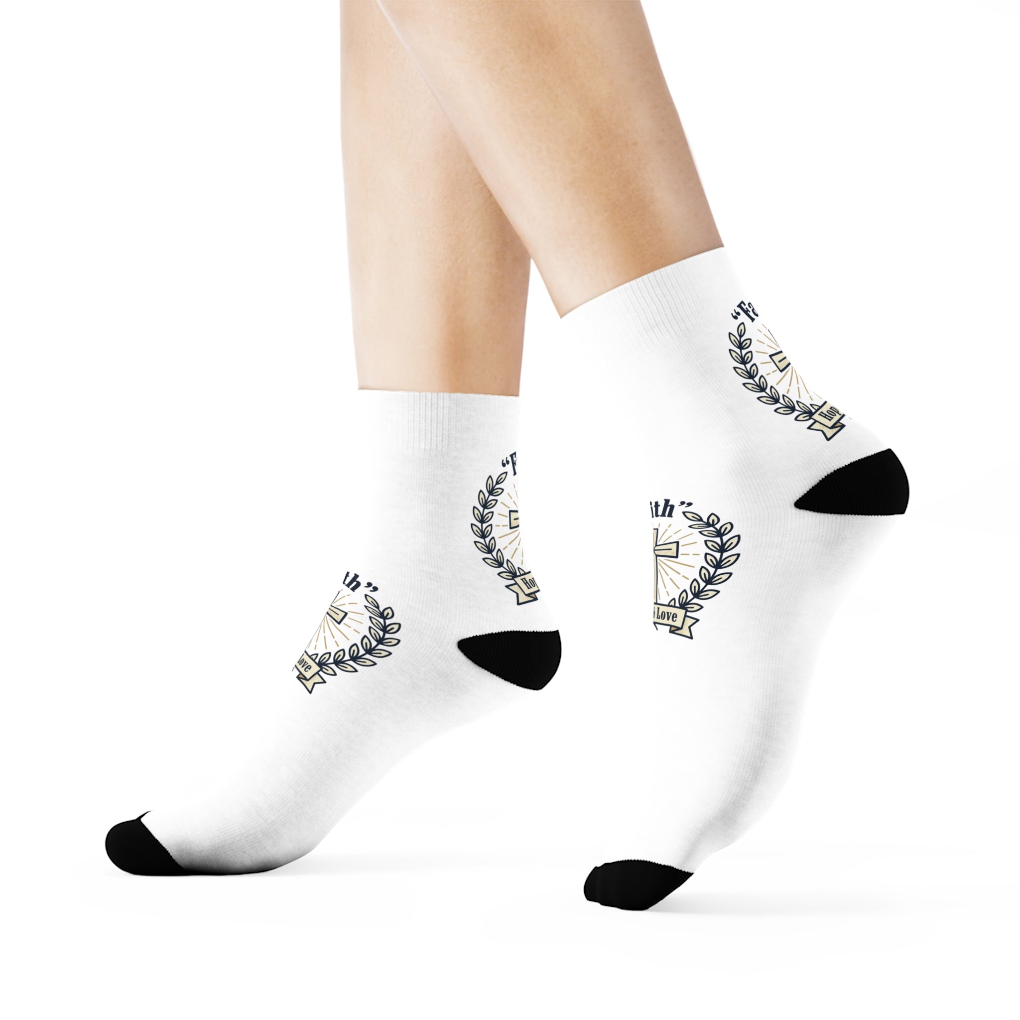 Faith Cross Crew Socks – 'Faith, Hope & Love' Christian Inspirational Socks