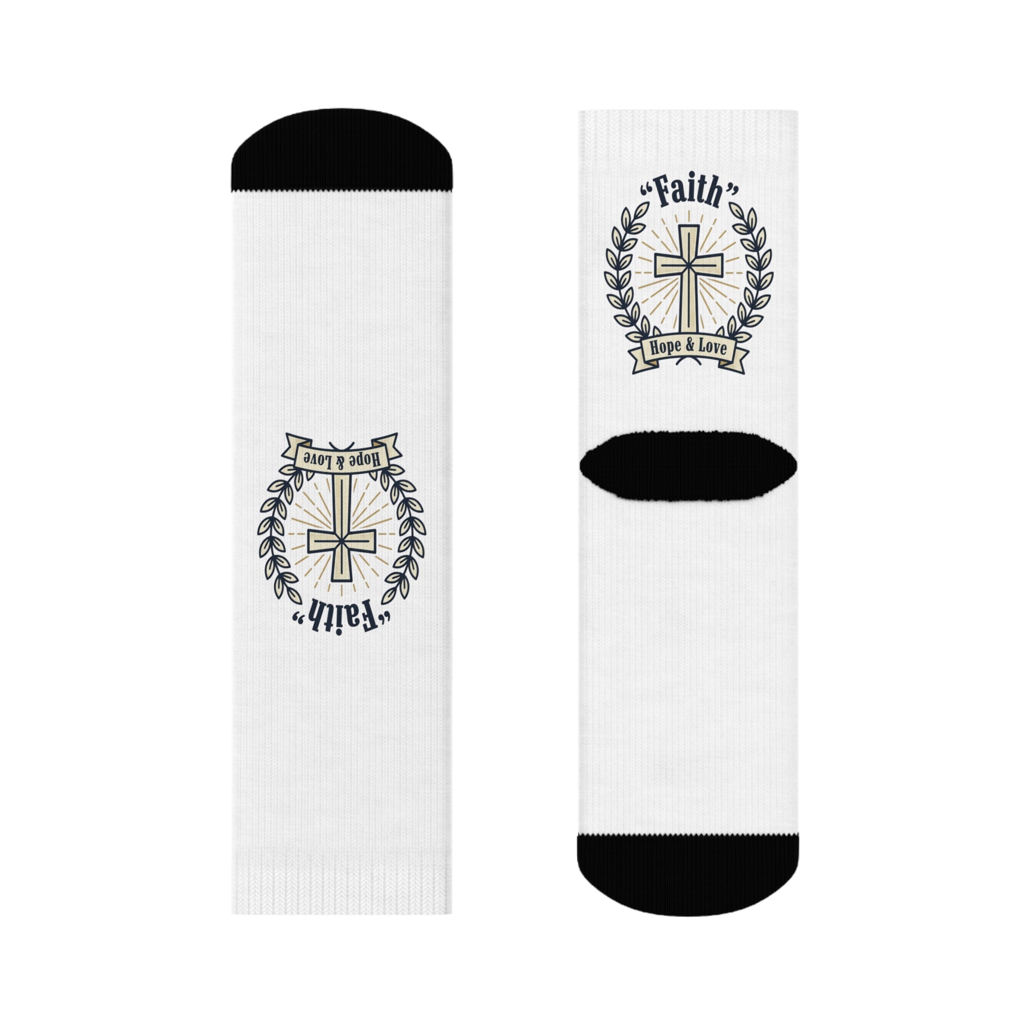 Faith Cross Crew Socks – 'Faith, Hope & Love' Christian Inspirational Socks