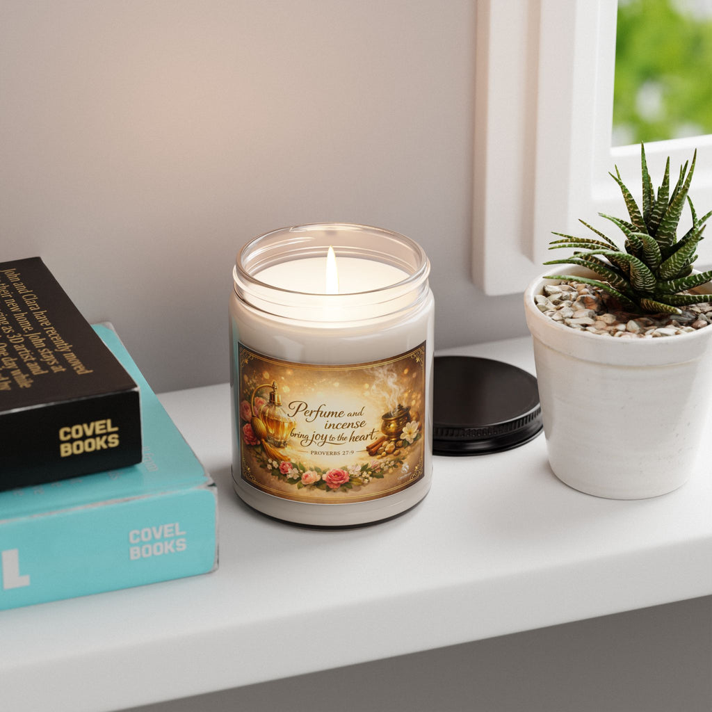 Soy Scented Candle - "Perfume and Incense Bring Joy to the Heart" (9oz)