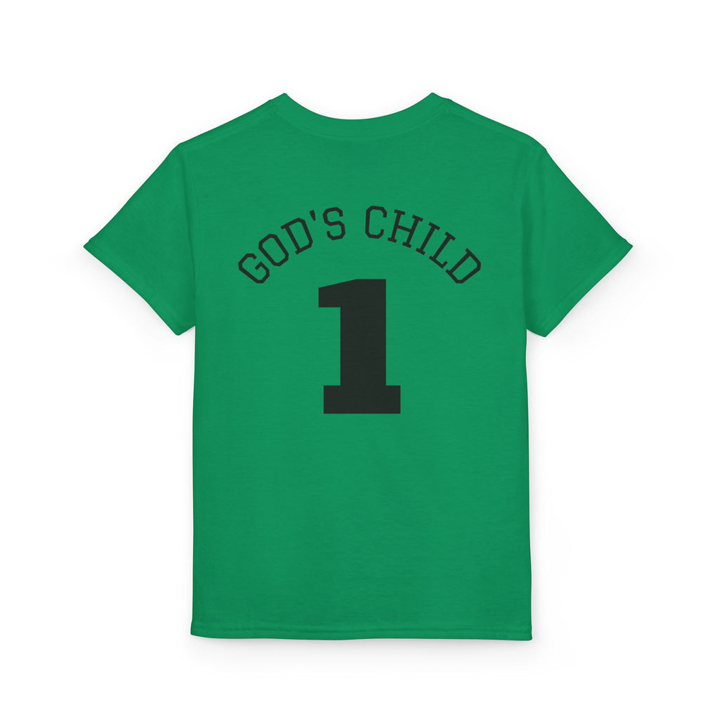 Youth Christian T-Shirt — "Saved by His Blood" Cross Design (God's Child #1)
