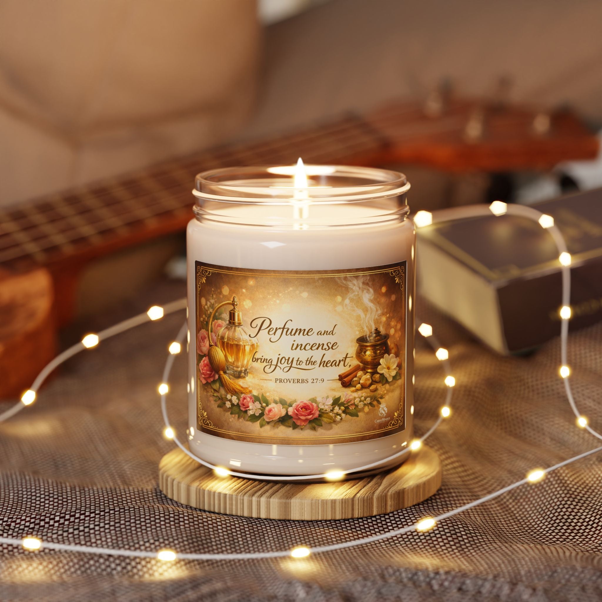 Soy Scented Candle - "Perfume and Incense Bring Joy to the Heart" (9oz)