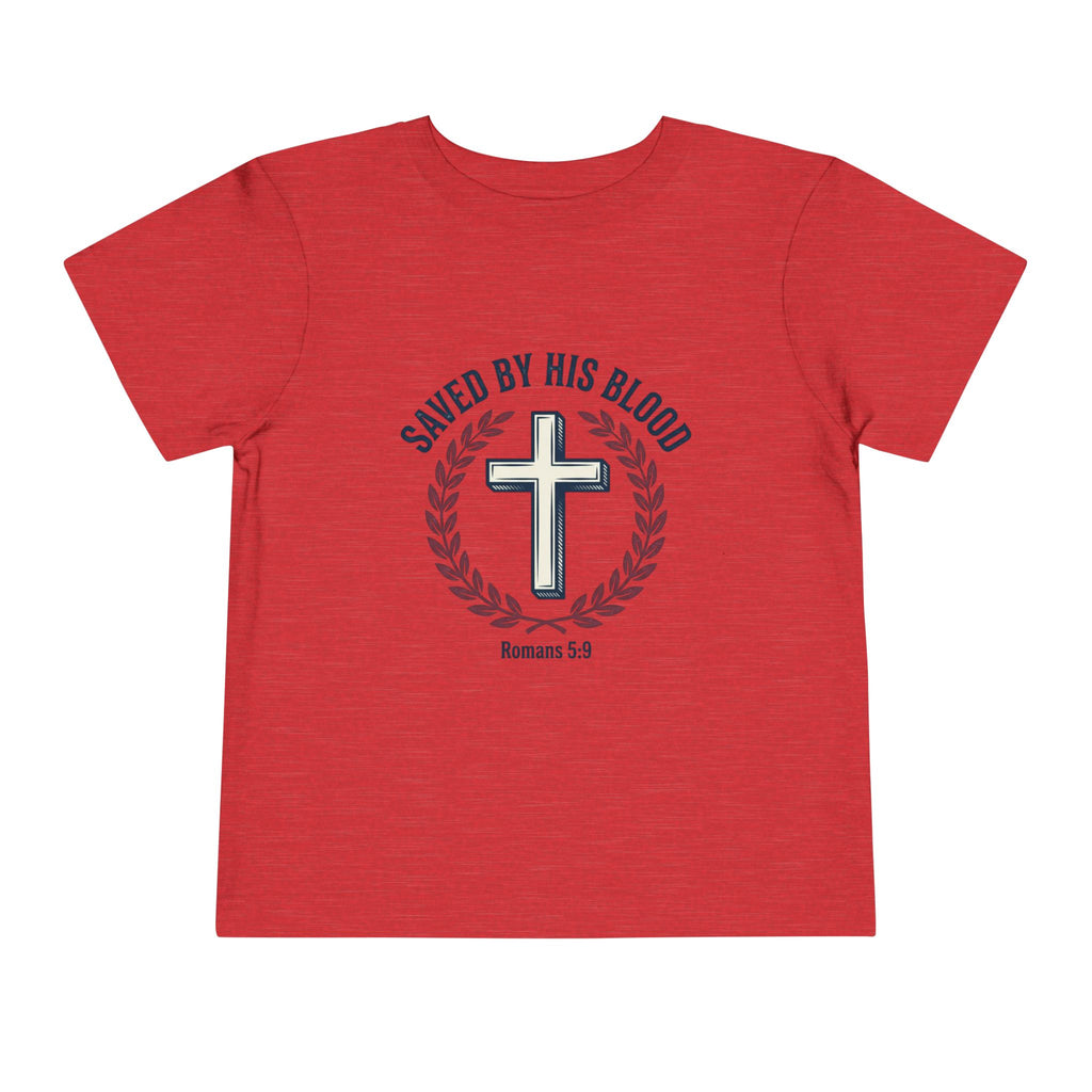 Toddler Tee - "Saved By His Blood" Cross Design (Back: "God's Child 1")