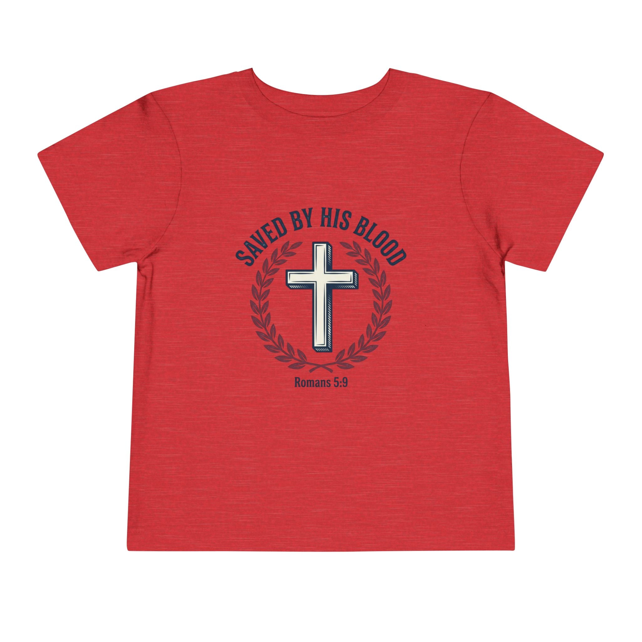 Toddler Tee - "Saved By His Blood" Cross Design (Back: "God's Child 1")