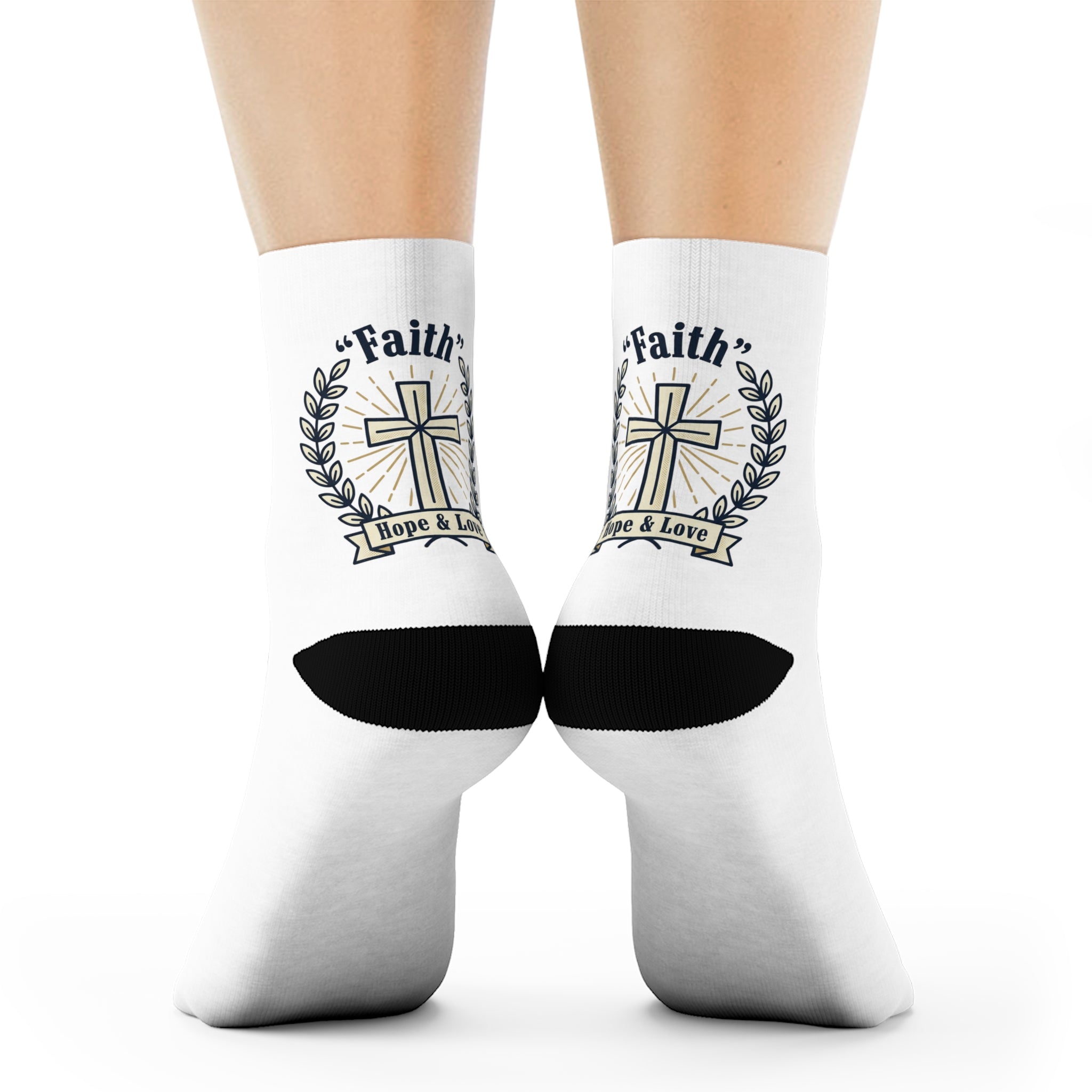 Faith Cross Crew Socks – 'Faith, Hope & Love' Christian Inspirational Socks