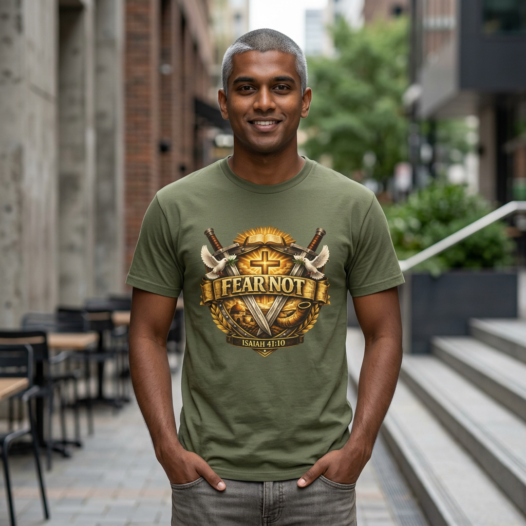 FEAR NOT — Isaiah 41:10 Warrior Shield Tee