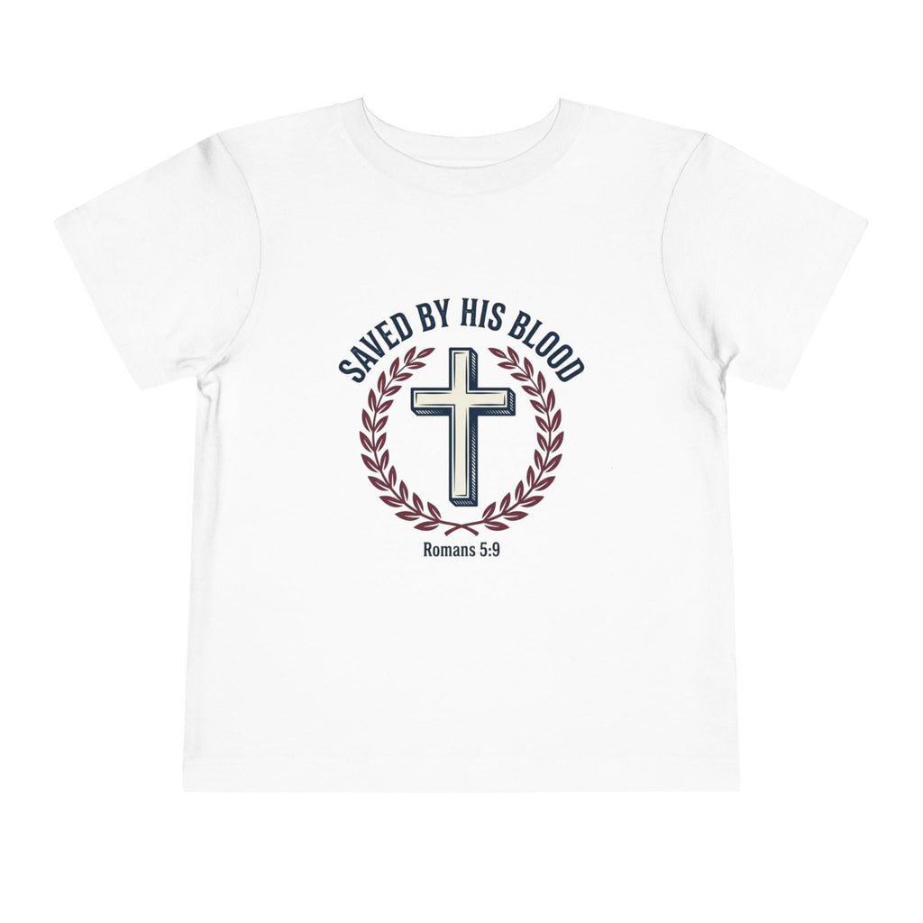 Toddler Tee - "Saved By His Blood" Cross Design (Back: "God's Child 1")