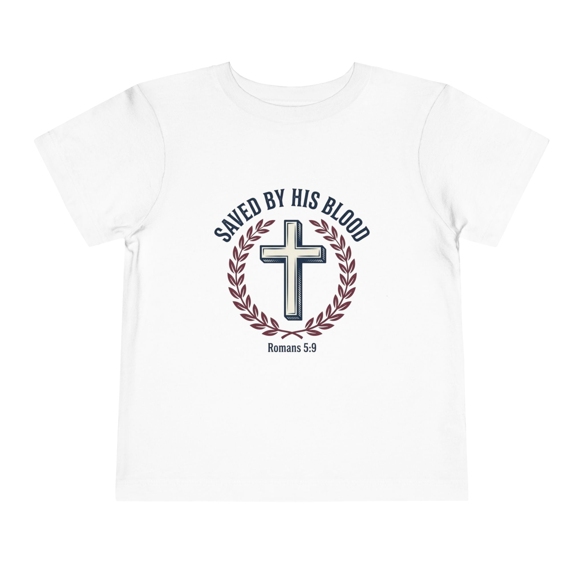 Toddler Tee - "Saved By His Blood" Cross Design (Back: "God's Child 1")