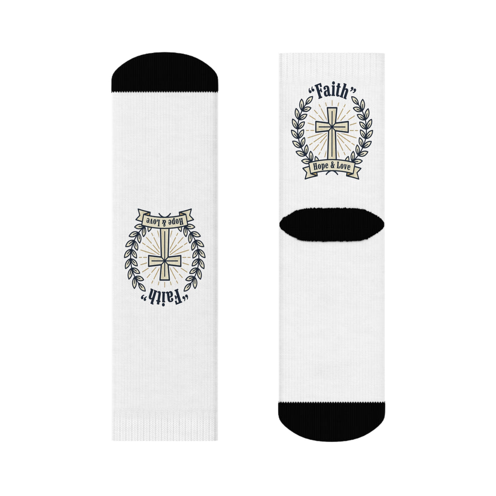 Faith Cross Crew Socks – 'Faith, Hope & Love' Christian Inspirational Socks