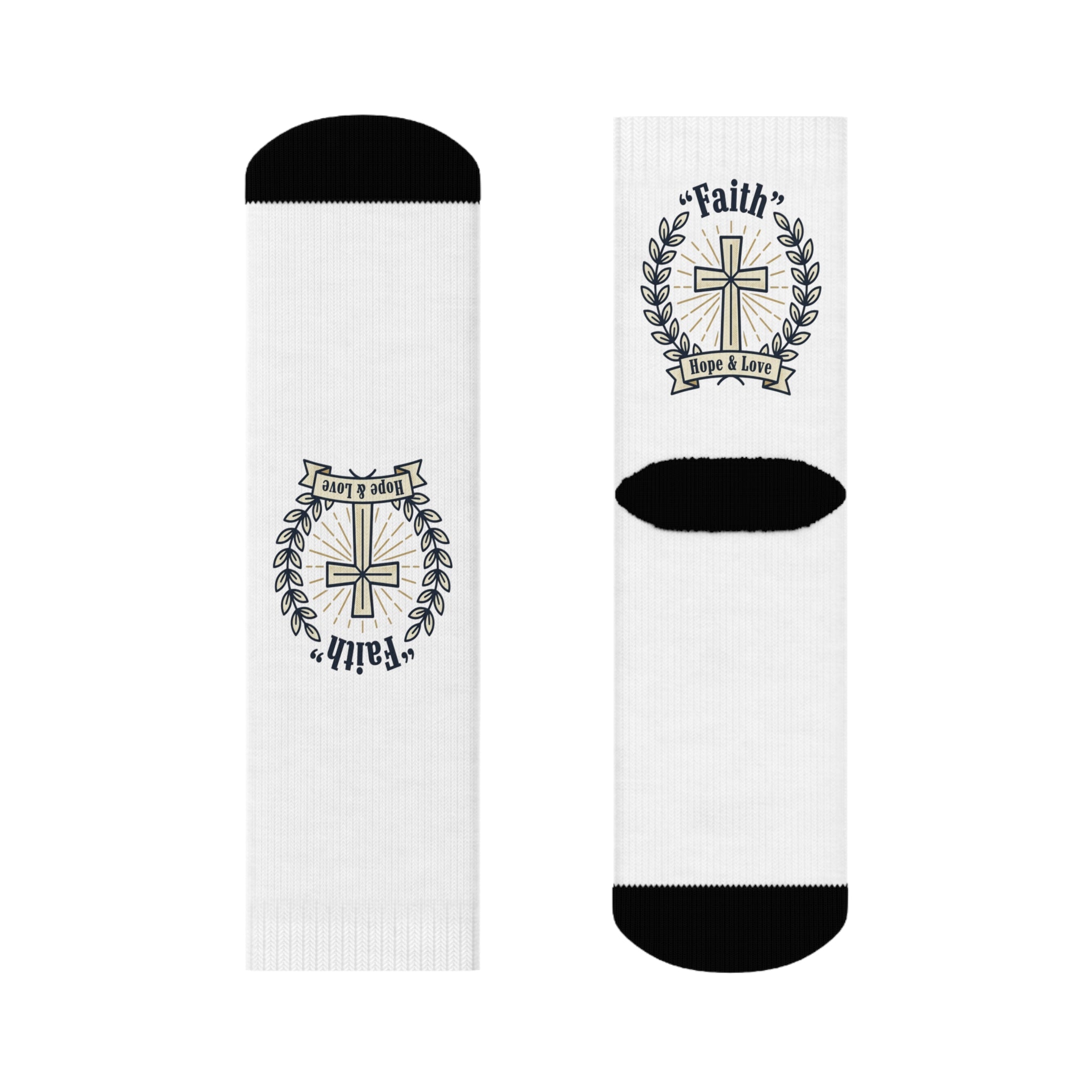 Faith Cross Crew Socks – 'Faith, Hope & Love' Christian Inspirational Socks