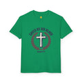 Youth Christian T-Shirt — "Saved by His Blood" Cross Design (God's Child #1)