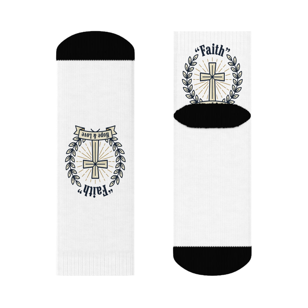 Faith Cross Crew Socks – 'Faith, Hope & Love' Christian Inspirational Socks