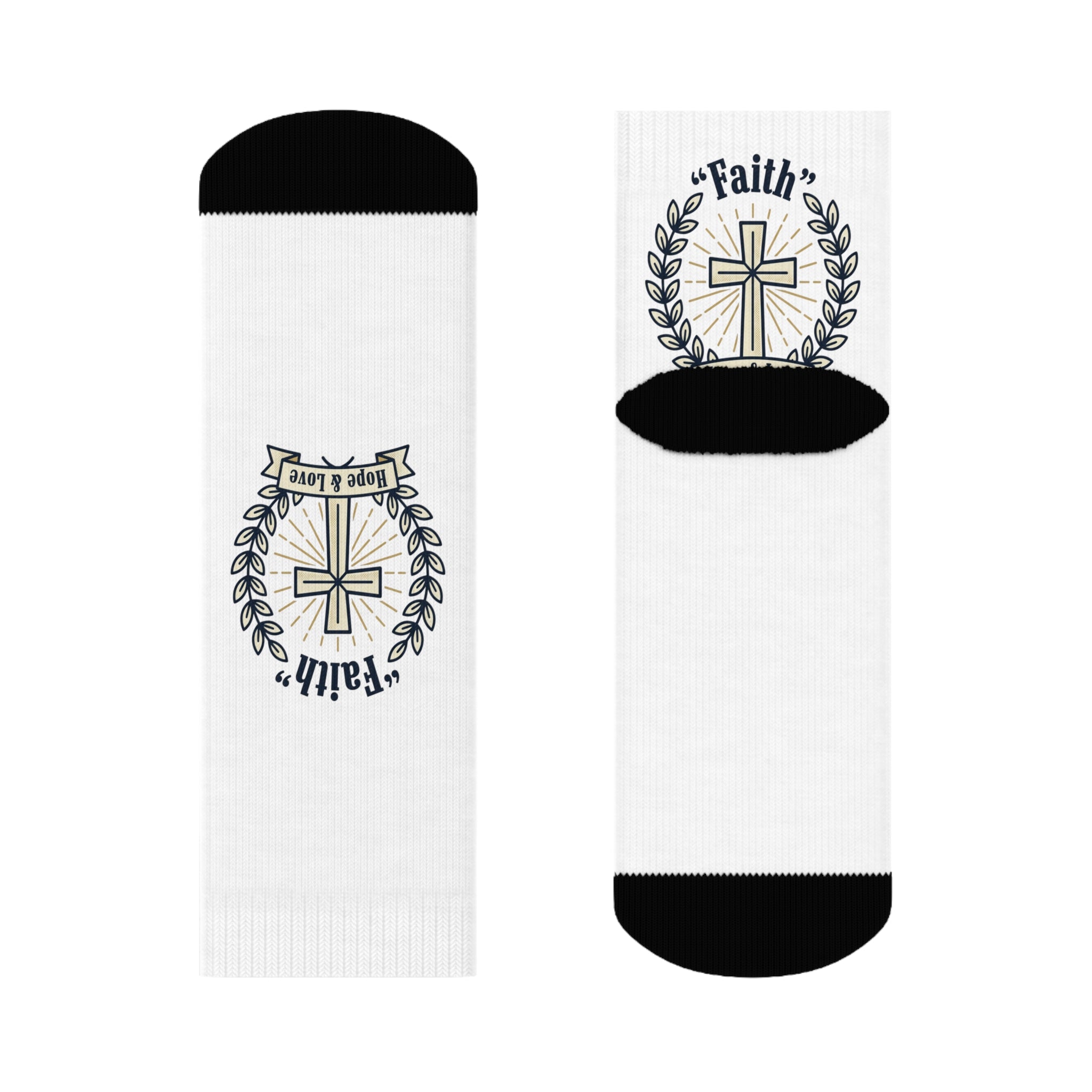 Faith Cross Crew Socks – 'Faith, Hope & Love' Christian Inspirational Socks