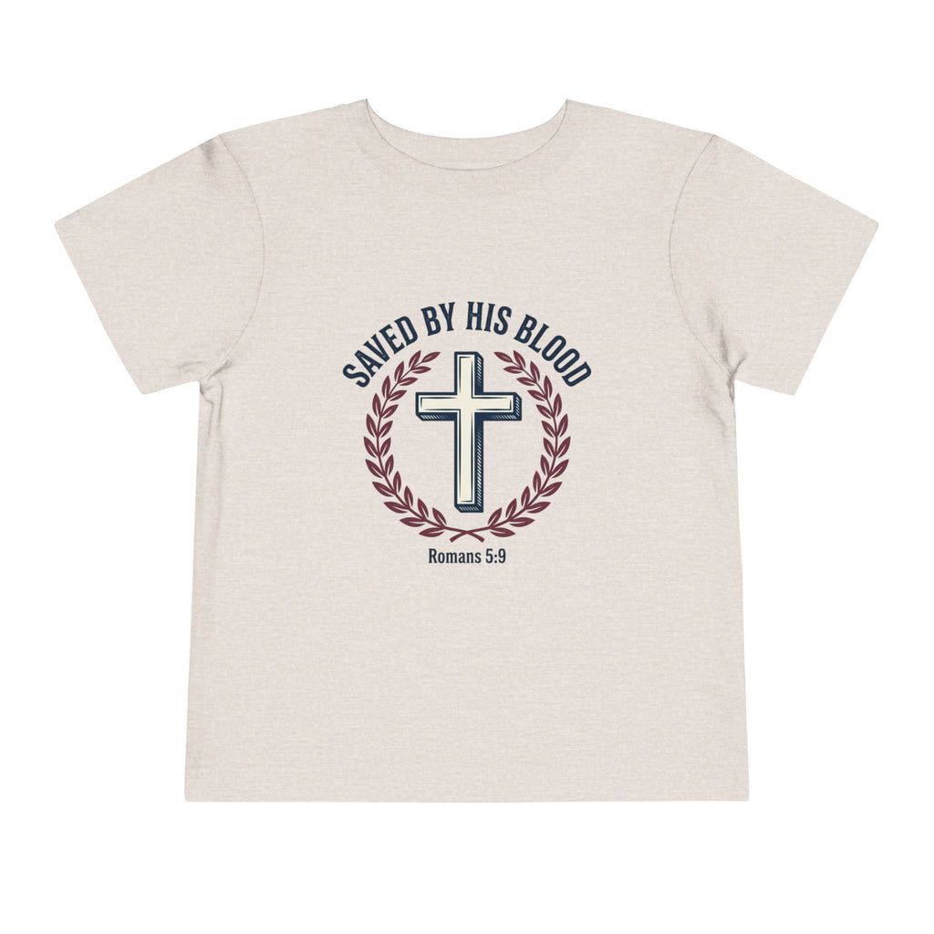 Toddler Tee - "Saved By His Blood" Cross Design (Back: "God's Child 1")