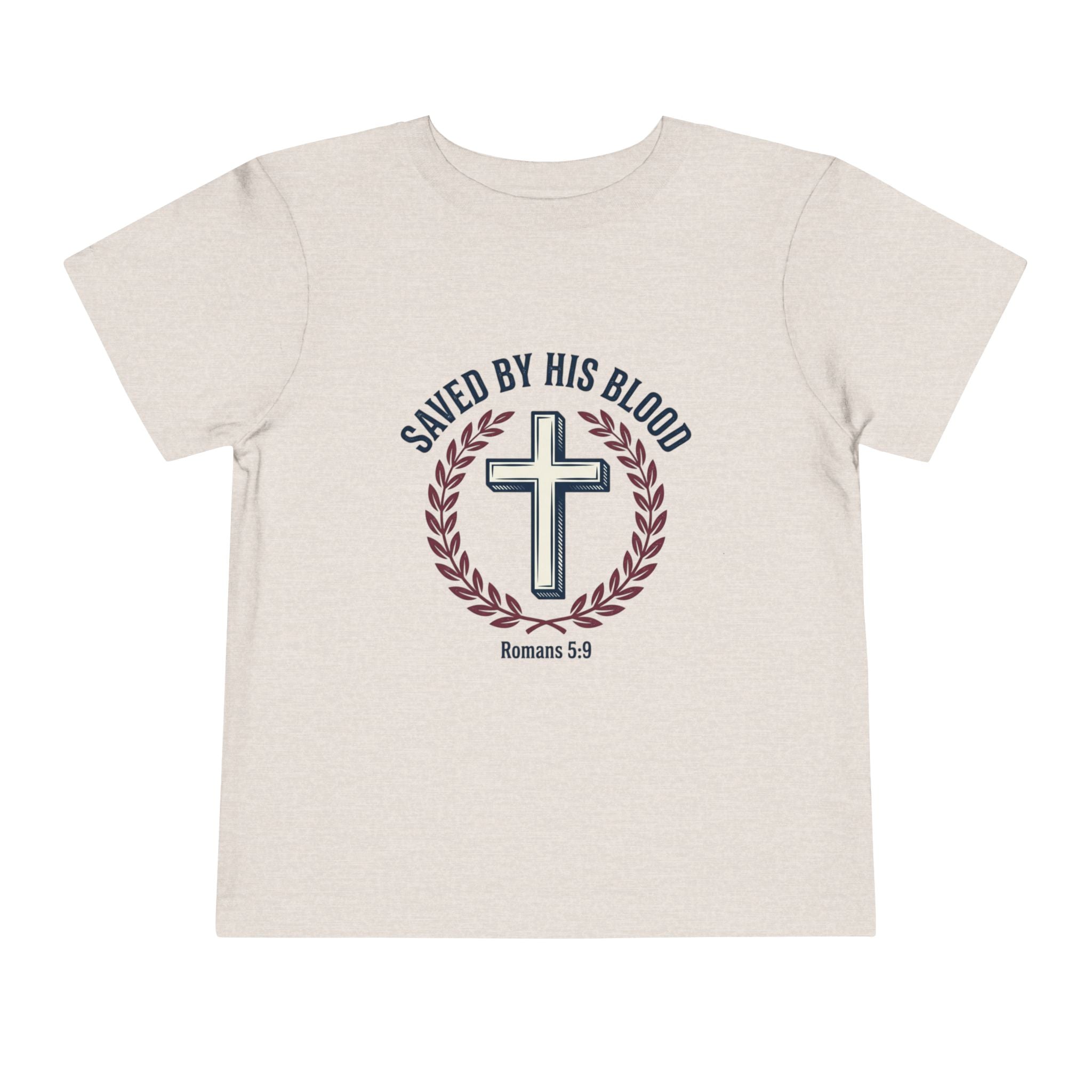 Toddler Tee - "Saved By His Blood" Cross Design (Back: "God's Child 1")