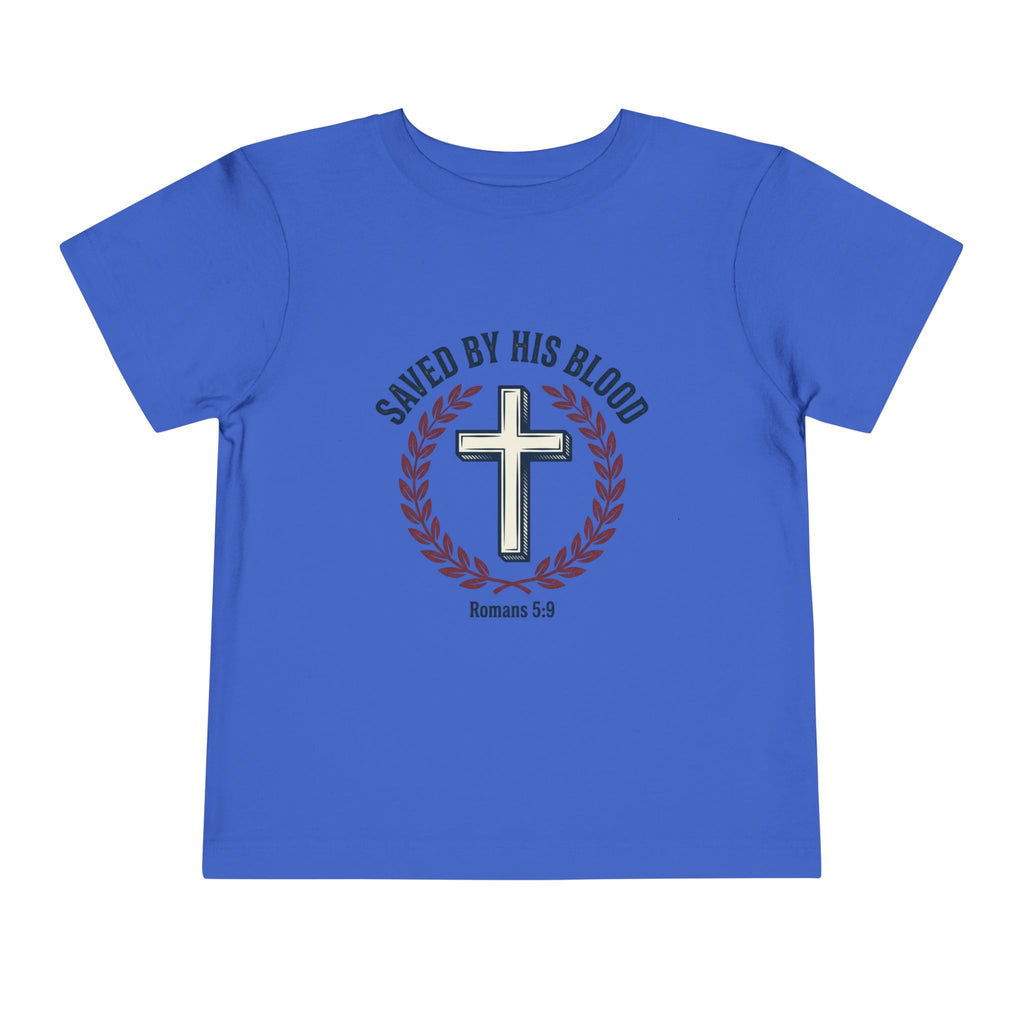 Toddler Tee - "Saved By His Blood" Cross Design (Back: "God's Child 1")