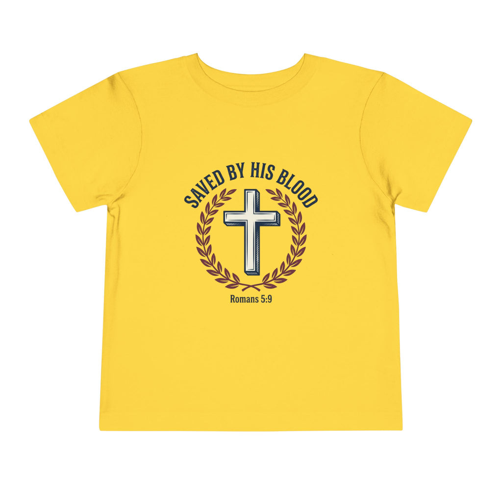 Toddler Tee - "Saved By His Blood" Cross Design (Back: "God's Child 1")