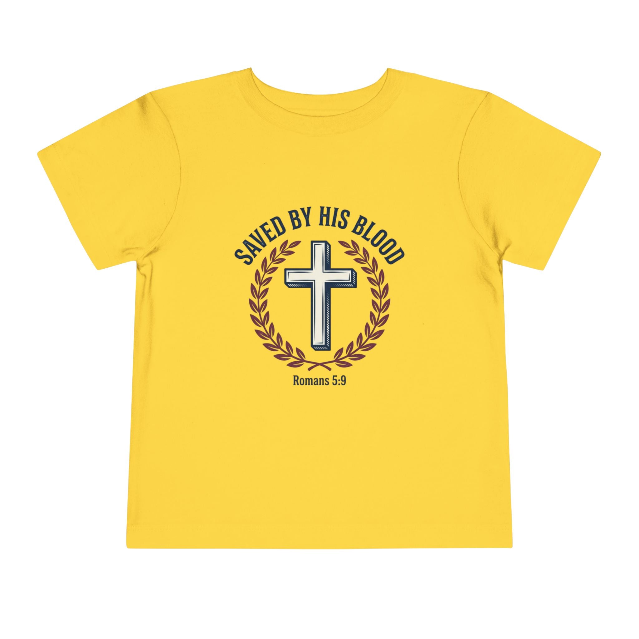 Toddler Tee - "Saved By His Blood" Cross Design (Back: "God's Child 1")