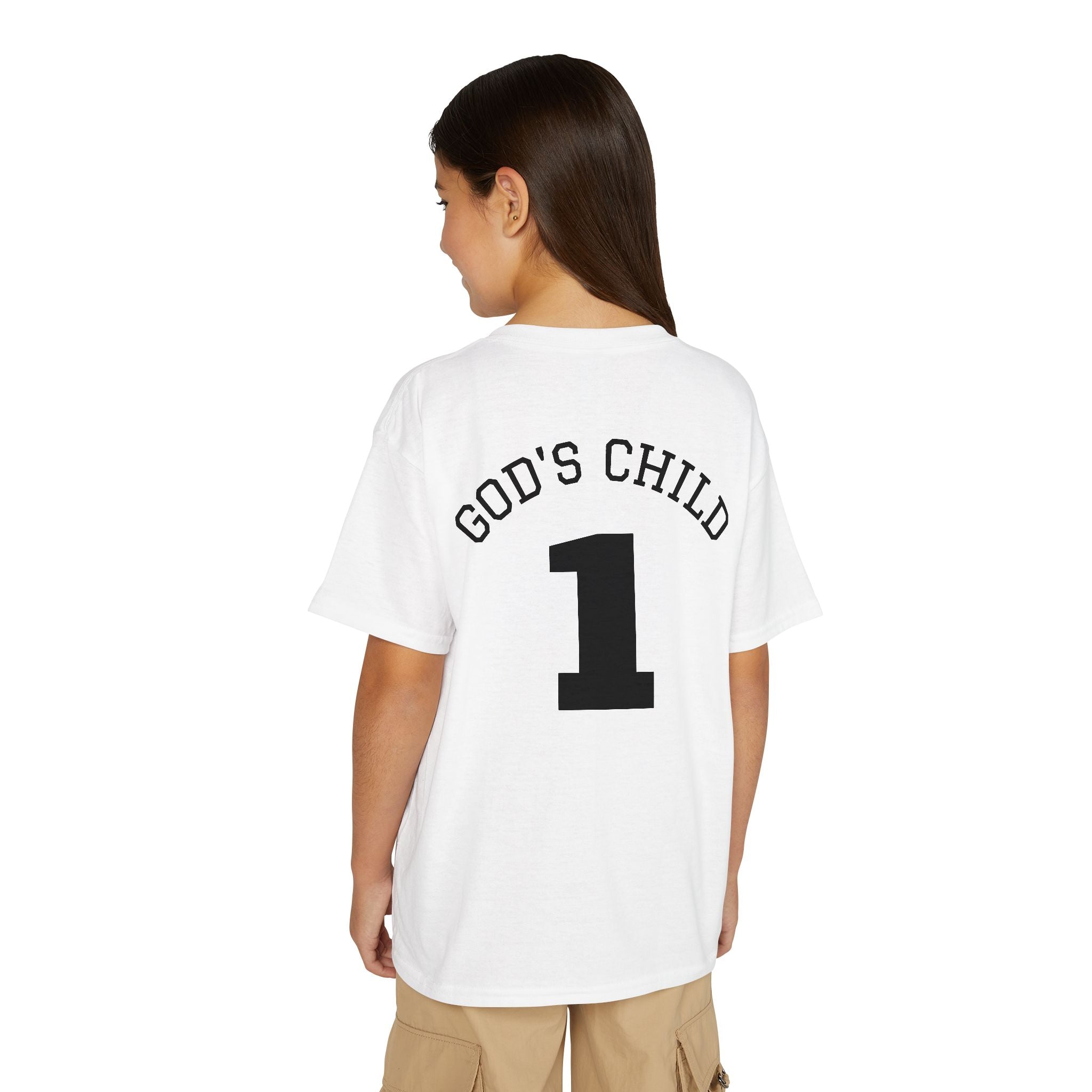 Youth Christian T-Shirt — "Saved by His Blood" Cross Design (God's Child #1)