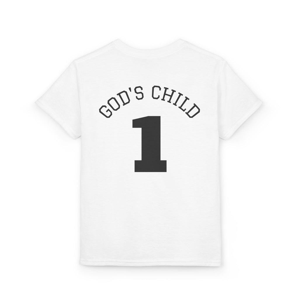 Youth Christian T-Shirt — "Saved by His Blood" Cross Design (God's Child #1)