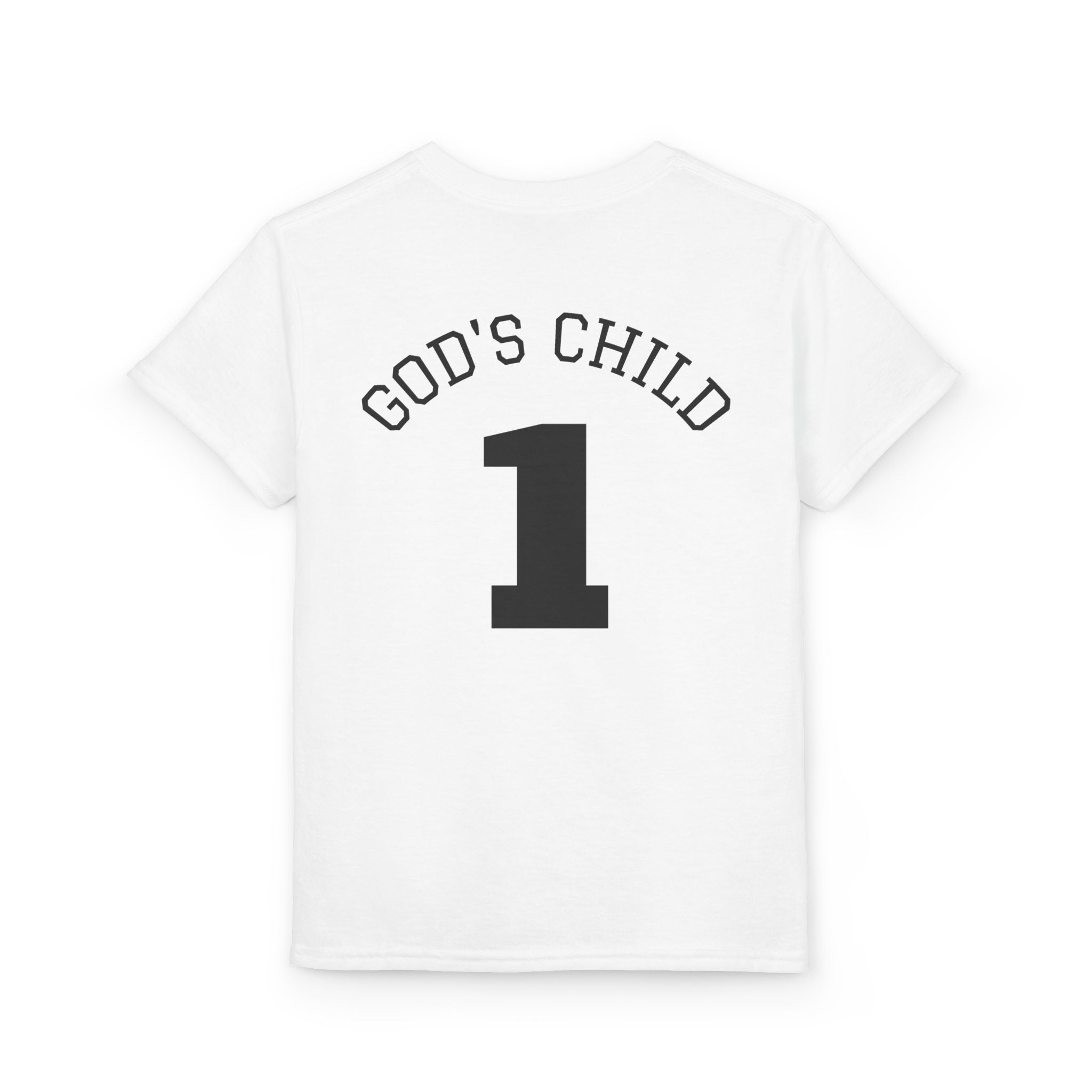 Youth Christian T-Shirt — "Saved by His Blood" Cross Design (God's Child #1)