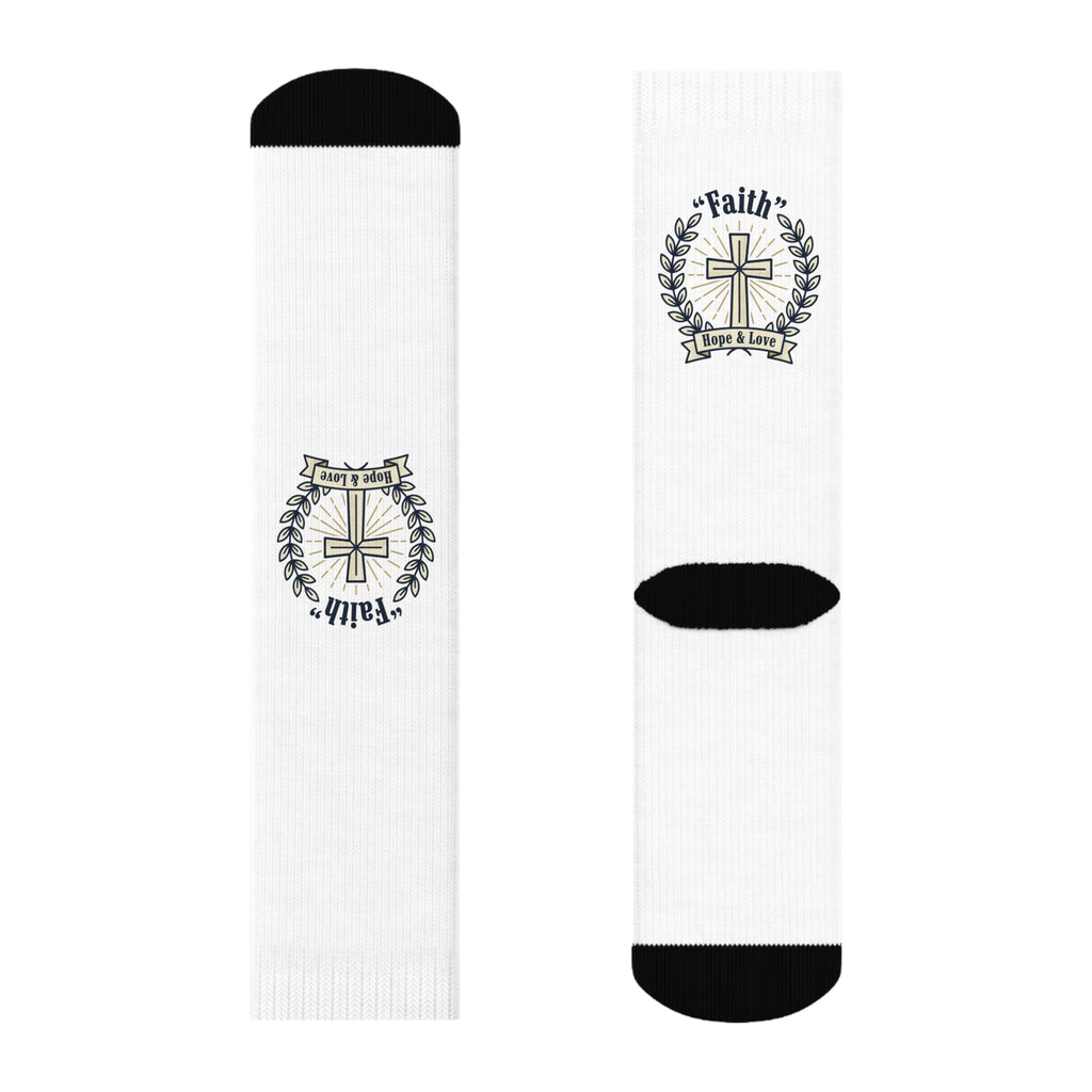 Faith Cross Crew Socks – 'Faith, Hope & Love' Christian Inspirational Socks