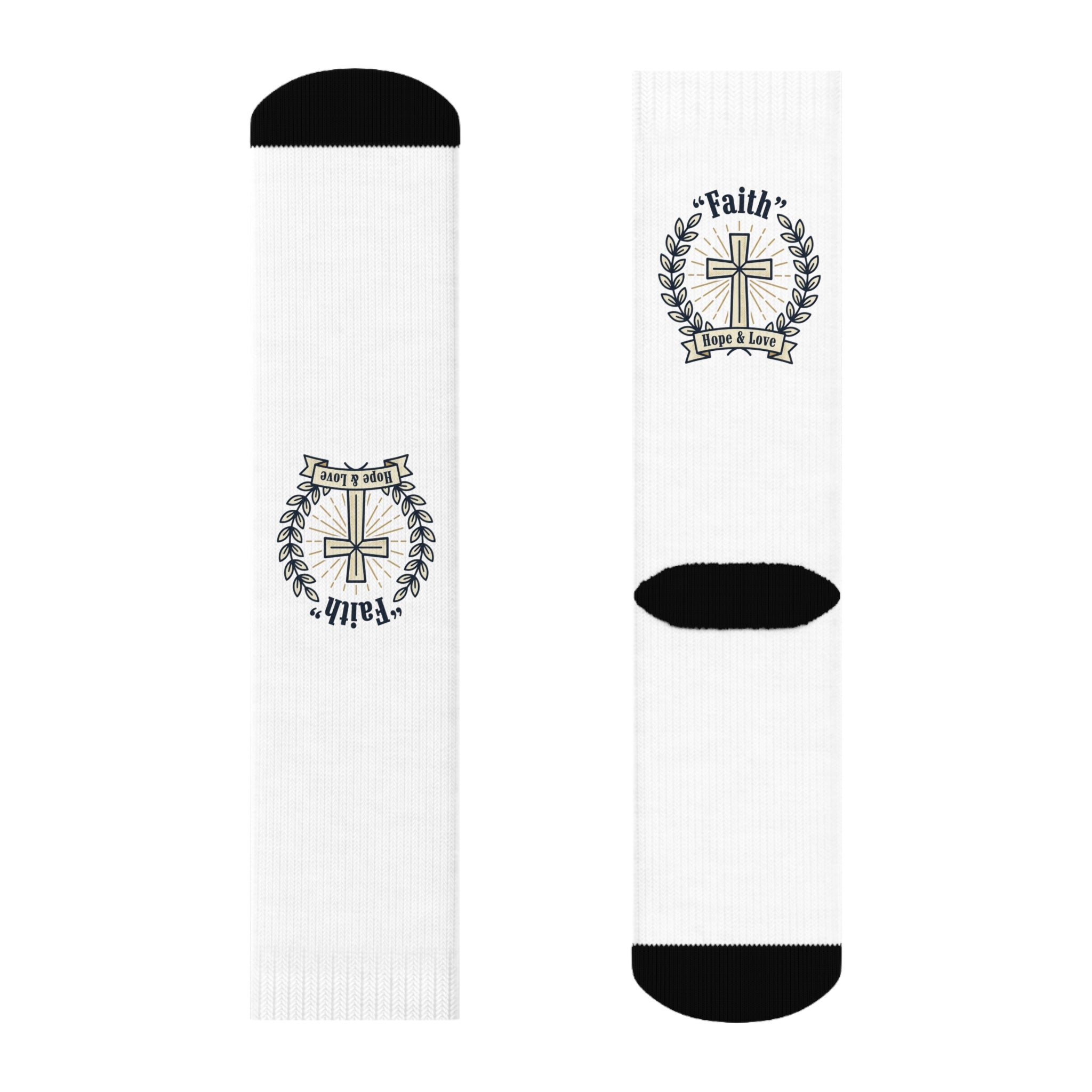 Faith Cross Crew Socks – 'Faith, Hope & Love' Christian Inspirational Socks