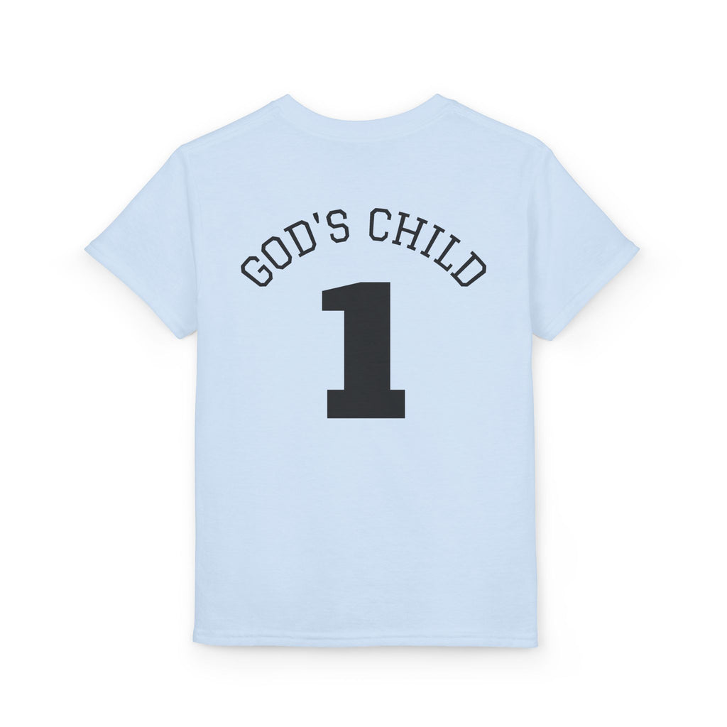 Youth Christian T-Shirt — "Saved by His Blood" Cross Design (God's Child #1)
