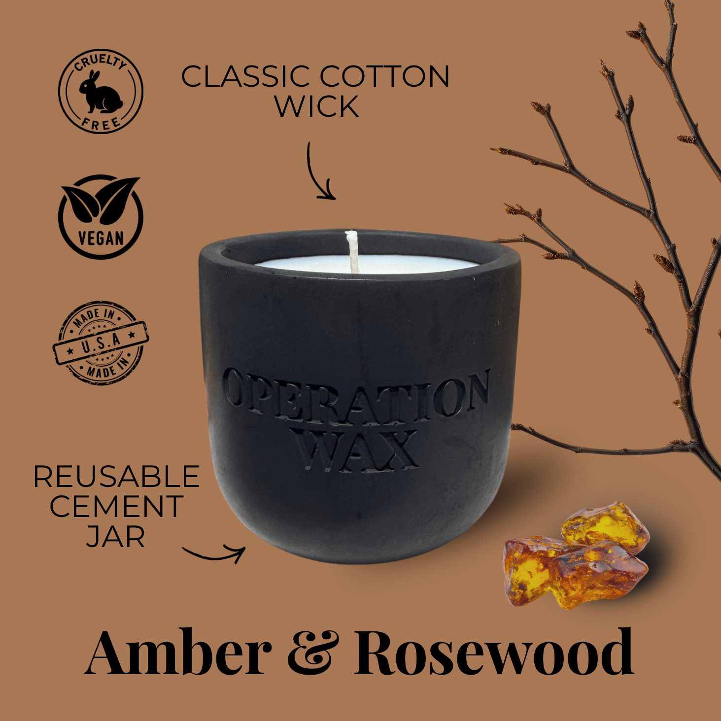 Amber & Rosewood Scented Candle