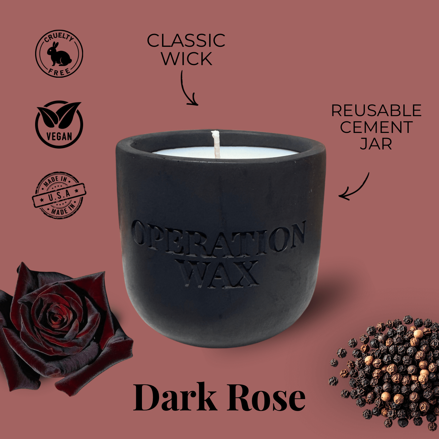 Dark Rose Scented Candle